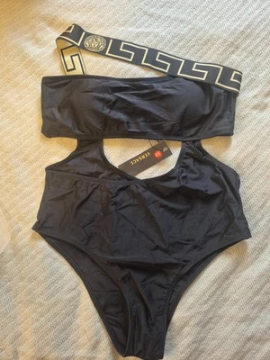 Versace Black One Piece Swimsuit size M w/ Medusa Head Strap - Image 1 of 3