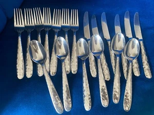 Habitat Hammered Stainless Steel Cutlery Set 18 Peice Set - Picture 1 of 5