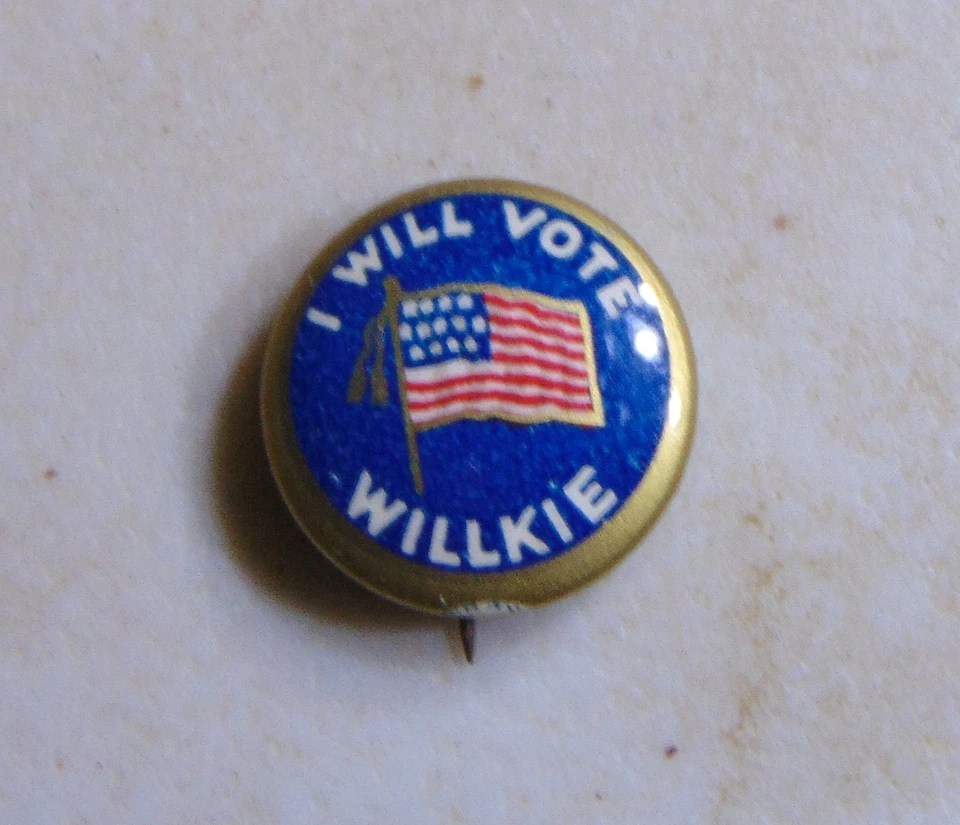 Wendell Willkie 1940 campaña pin botón político Foto 1 de 1