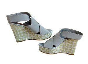 Sandalias de cuña Donald J Pliner para mujer talla 6M charol gris verde muestra - Imagen 1 de 15