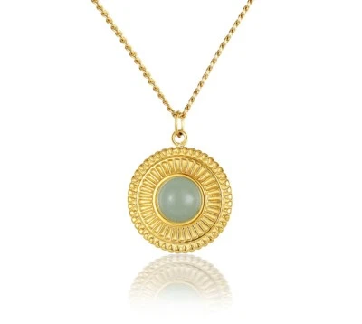 BENIAMINO Edelstahl Kette Anhänger Natur Kristall Stein GG Vacuum Plating OVP