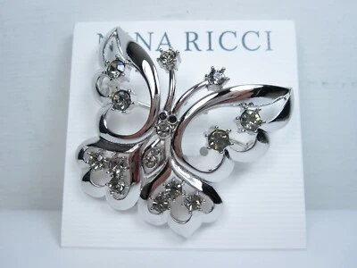Nina Ricci Rhodium Plated Brooch with Swarovski Crystals - 6974 - Image 1 of 2