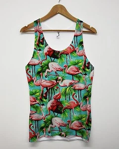 Flamingo All Over Print Vest Festival Summer Pink Pattern Swag Tank Top Men Man - Picture 1 of 5