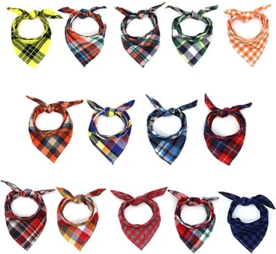 Tartan Check Dog Bandana, Ties Like a Neckerchief, Soft Cotton, New - Image 1 of 4