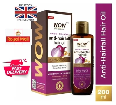 WOW SKIN SCIENCE New WOW Onion Collagen Hair Oil 200ml Excellent For Hair Growth Stops Hair Fall