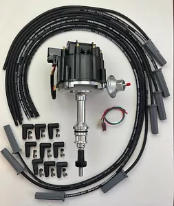 FORD SMALL BLOCK 289 302 BLACK HEI DISTRIBUTOR +8.5mm UNIVERSAL SPARK PLUG WIRES - Picture 1 of 2