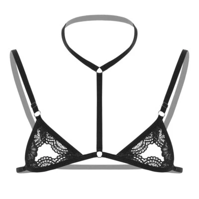 Sujetador de entrenamiento de encaje transparente Sissy para hombre Bralette Camisetas sin mangas Lencería travesti Foto 1 de 2