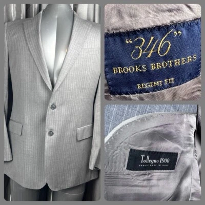 Brooks Brothers Regent Fit 41L Men's Coat Jacket Gray Stripe Tollegno 1900 Italy - Image 1 of 4