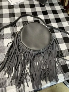 Gray Crossbody Fringe Purse Bag Adjustable Strap Deux Lux - Picture 1 of 2