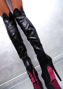 Diamond Original High Heels Overknee OTK Platform Boots Black 35 - Picture 1 of 5