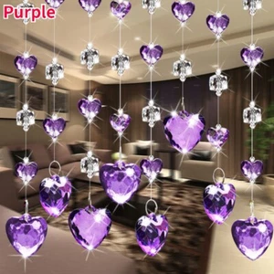 Shiny Crystal Door Curtain Heart Shaped Beading Self Adhesive Hanging Partition - Picture 1 of 20