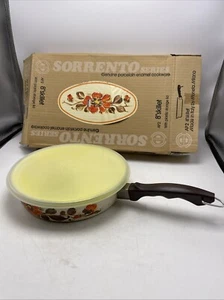 Moneta Sorrento Skillet Enamel Italy 8" Floral Orange MCM Vintage 1970s AP2 Box - Picture 1 of 14