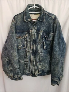 Vintage Levi's Denim Jacket Acid Wash Hipster Zip Lined Medium - Picture 1 of 10