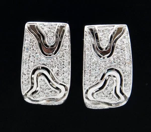 Pendientes Huggie Modernistas Oro Blanco 18k 0,98 TCW Pavé Diamantes - Imagen 1 de 5