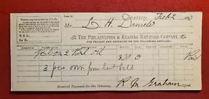 1893 The Philadelphia & Reading Railroad Company recibo de flete pc9 - Imagen 1 de 2