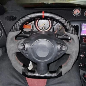 Carbon Fiber Alcantara Leather Sport Steering Wheel For 08-20 Nissan 370Z Z34 - Picture 1 of 7