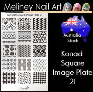 Placa de imagen cuadrada Konad 21 para estampar diseños de plantillas de transferencia de arte en uñas - Imagen 1 de 2