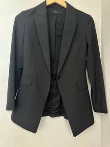 THEORY schwarzer Sedeia Becker Blazer Mantel Jacke vorne offen Gr. 00 Passform Gr. 2, adrett - Bild 1 von 8
