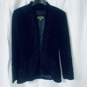 Vintage Daniel Leather 90s Women’s Black Suede Jacket XS Embroidered Beaded Boho - Picture 1 of 14