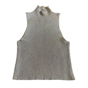 Rot Beere ärmelloses Tanktop mit Stehkragen Stretch Metallic-Struktur Größe Small - Bild 1 von 10