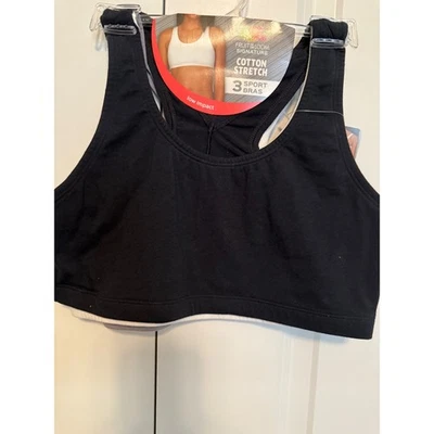 Fruit of the Loom Signature Cotton Stretch Racerback Sport Bras - Size L 3pc New - Image 1 of 4