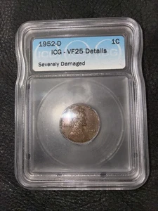 1952-D One Cent ICG VF25 Details - Picture 1 of 2
