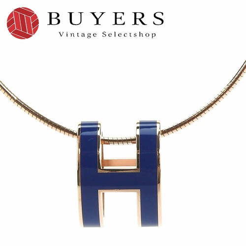 Y0716 Hermès Pop Ash H Collana Argento 925 Placcato Oro Rosa Ciondolo Marina
