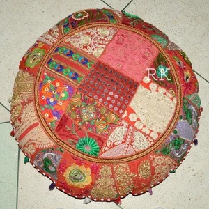 Round Floor Multi Patchwork Cushion Cover Handmade Decorative Pillow Cases - Picture 1 of 23
