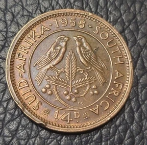1958 South Africa ¼ Penny Coin - Picture 1 of 2