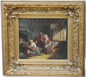 Niederländische Schule Kontinentaleuropa Gemälde auf Kupferplatte vergoldeter Holzrahmen um 1880 - Bild 1 von 7