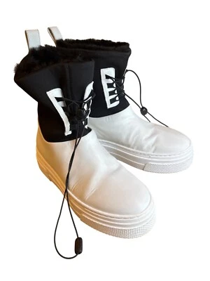 Botas de nieve de cuero de lujo Khaite Culver talla 39 negras blancas bloques de colores forradas en Italia - Imagen 1 de 4