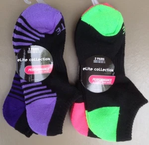 4 Paar (2 Stück 2) unsichtbare Damen-Sportsocken schwarz/Streifen/Colorblock 9-11 - Bild 1 von 6