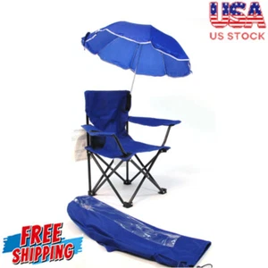 Folding Beach Baby Camping Umbrella Chair with Matching Shoulder Bag Blue - Picture 1 of 4