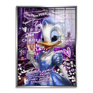 Pop Art Acrylglas Bild Daisy Duck Champagner Comic Disney Wandbild Kunst Deko - Bild 1 von 13