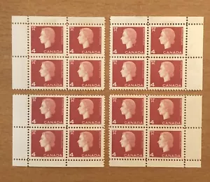 Stamps Canada Sc404p 4c car QE Cameo Mint corner blocks , see detail. - Picture 1 of 4