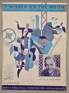 I WISHED ON THE MOON-BING CROSBY-by Dorothy Parker 1935 Vintage Sheet Music - Picture 1 of 6