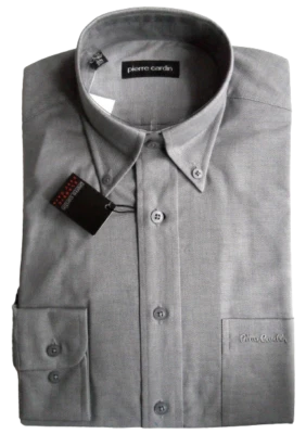 Pierre Cardin Shirt Long Sleeve Grey Chest Pocket BD Collar Sizes: 14.5" - 17.5" - Image 1 of 4