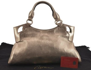 Authentic Cartier Vintage Marcello de Cartier Leather Tote Hand Bag Gold 4255M - Picture 1 of 10