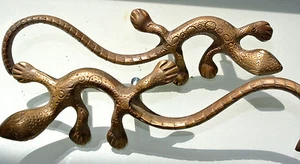 2 large GECKO 20cm handles pulls cast solid 100 % BRASS 8" KNOBS left right - Picture 1 of 3