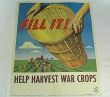 Originale Vintage 1945 Fill It WWII Poster Aiuta Harvest Guerra Colture Cibo