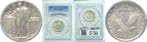 1921 Standing Liberty Quarter PCGS AU-50 Cover