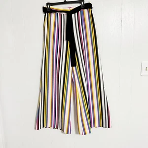 LENA GABRIELLE High Waist MultiColor WH BLK YL PK BL Retro Trousers Pants SZ 10 - Picture 1 of 11
