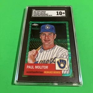 2022 Topps Chrome Green Wave Refractor Paul Molitor #255 Brewers /99 SGC 10! - Picture 1 of 4