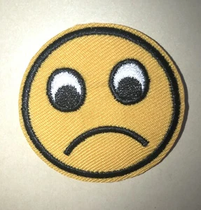 Frowning Face Emoji Iron On Patch 2” - Picture 1 of 2