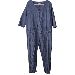 The nines by Hatch maternity smokey blue indigo floral long sleeve jumpsuit 2XL - Picture 1 of 11