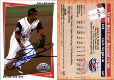 Luis Segovia Signed 2010 Grandstand Salem Red Sox #NNO Card Auto AU