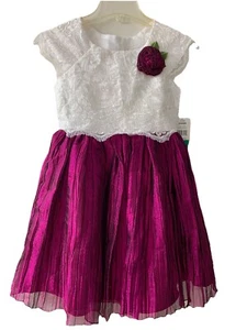 Jona Michelle  Girls Holiday Dress Color Wine/Ivory Size 8 - Picture 1 of 3