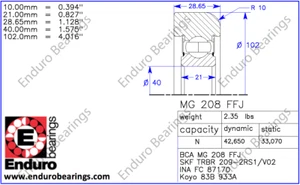 MG208FFJ Mastführungslager ENDURO MG 208 FFJ Staplerrolle - Bild 1 von 3