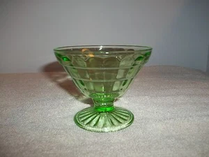 VINTAGE - VASELINE GLASS - BLOCK OPTIC PATTERN - SHERBERT DISH - Imagen 1 de 2