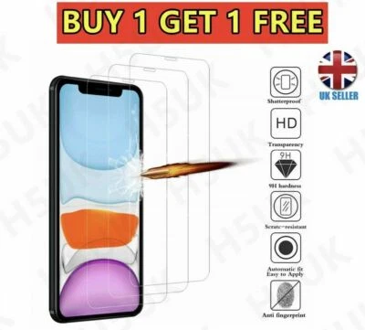 2 X Genuine Tempered Glass For Apple iPhone 7 X XS XR 15 16 14 13 12 11 Pro Max - Image 1 of 4